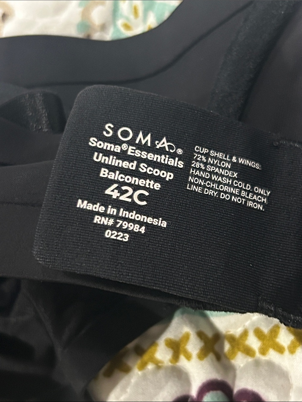 NWT Soma 42C wired black bra